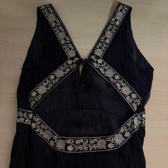 2000s black silk midi dress by ECI New York - Picture 7 of 8